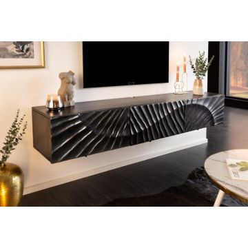 TV-meubel Zwevend Zwart 160cm Scorpion Massief Mango Hout - 41995