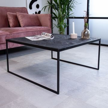 Salontafel Waver Zwart 80cm Massief Teak Hout - VI-ST23B