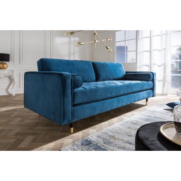 Bank Cozy Velvet 3-Zits Aqua Blauw 225cm fluweel - 39844