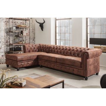 Hoekbank Chesterfield Antiek Bruin Links - 40611