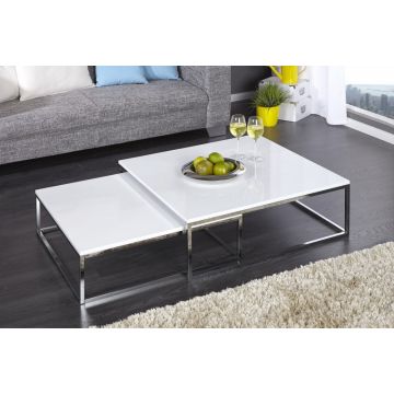 Salontafel New Elements 2-delig Wit Hoogglans 75cm - 36083