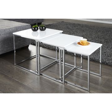 Salontafel 3-delige set New Elements 40cm Hoogglans Wit - 11839