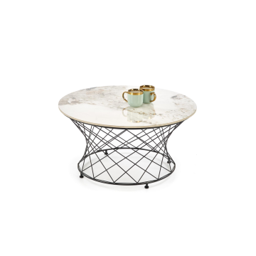 Ronde Salontafel Alessia Marmer Beige/Zwart Ø80cm