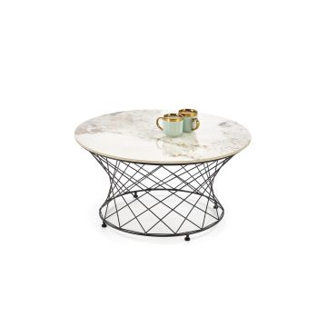 Ronde Salontafel Alessia Marmer / Zwart Ø 80cm 