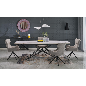 Uitschuifbare Eettafel Alfredo Wit / Zwart Marmer 160-200-240cm