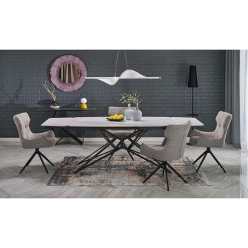 Uitschuifbare Eettafel Alfredo Wit / Zwart 160-200-240cm Metaal