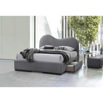Fluwelen Bed met Lades Amber Grijs 160x200cm
