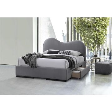 Fluwelen Bed met Lades Amber Grijs 160x200cm