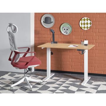In Hoogte Verstelbaar Bureau 105cm breed Elektrisch B53 Eiken blad Wit frame