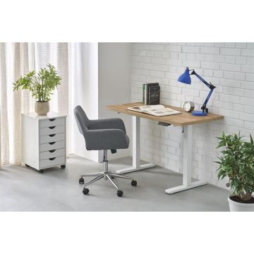 Elektrisch in Hoogte Verstelbaar Bureau B/54 Eiken Bruin / Wit 60x120cm