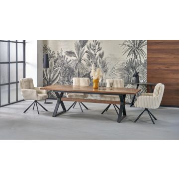 Uitschuifbare Eettafel Baron Walnoot Bruin Visgraat 200-250-350cm