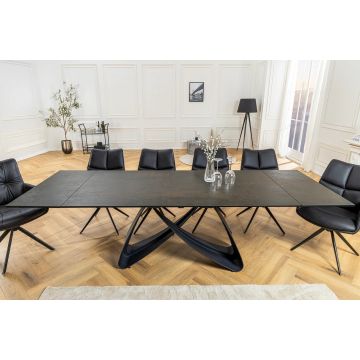 Uitschuifbare Eettafel Infinity 180-260cm Roest Keramiek Marmer Zwart Metaal - 45182