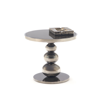 Ronde Bijzettafel Carla Zwart Glas Ø40cm
