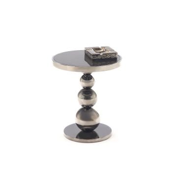 Ronde Bijzettafel Carla Zwart Glas Ø40cm