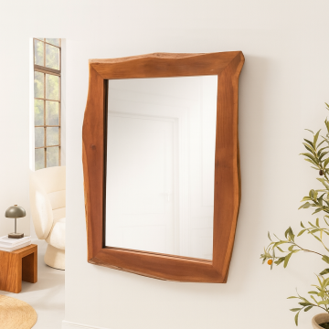 Massieve Spiegel Mammoet 100cm Bruin Acaciahout Boomrand Wandspiegel - 46490
