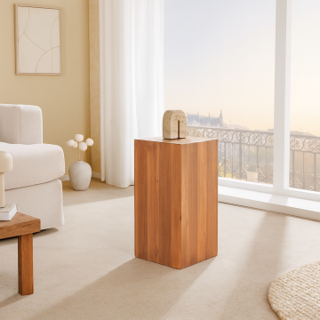 Decoratieve Zuil Columna van Massief Hout 50cm Bijzettafel in Bruin Acaciahout - 44976