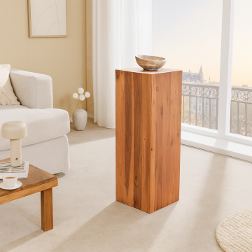 Decoratieve Zuil Columna van Massief Hout 75cm Bijzettafel in Bruin Acaciahout - 44977