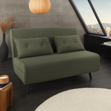 Retro Fauteuil Smart Multifunctioneel 140cm Groen Corduroy Bedfunctie Inclusief Kussen - 47146