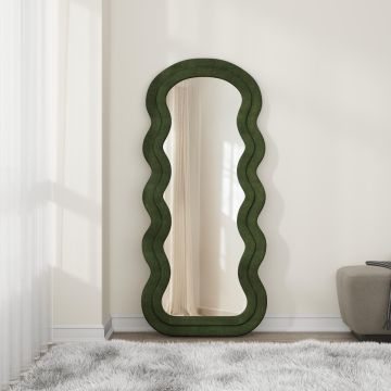 Fluwelen Wand- / Vloer Spiegel Confetto Olijf Groen 160cm