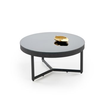 Ronde Salontafel Cosmo Zwart Ø60cm Glas Metaal Frame