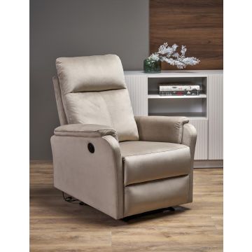 Elektrische Verstelbare Fluwelen Relax fauteuil Crocus Beige