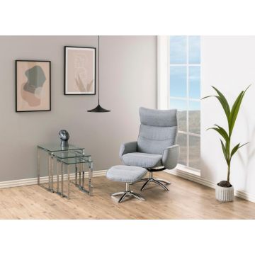 Relaxfauteuil + voetenbank Phoenix draaibaar en verstelbaar stof Donkergrijs - 1080436M