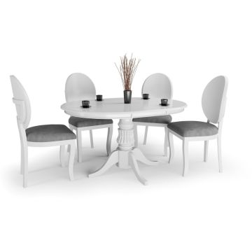 Eettafel William Rond/Ovaal Wit 90-124cm uitschuifbaar