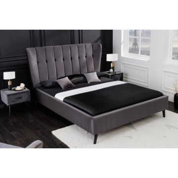 Bed Sixties Donkergrijs 160x200cm Fluweel - 40995