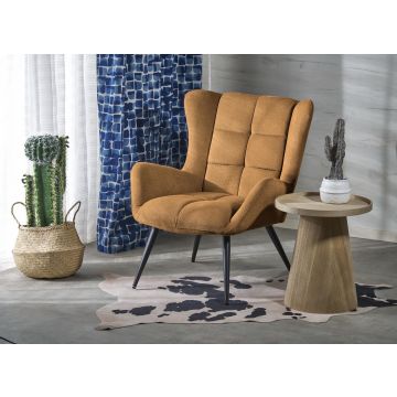Moderne Fauteuil Byron Geel Stof Metaal Frame
