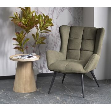 Moderne Fauteuil Byron Groen Stof Metaal Frame