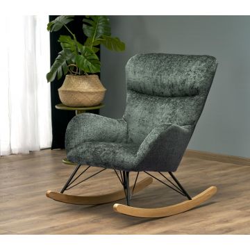 Moderne Fauteuil Castro Groen Stof Metaal Frame