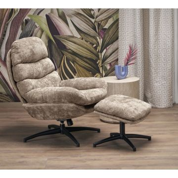 Moderne Lounge Fauteuil Dario Beige Met Voetensteun