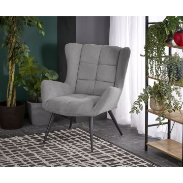 Moderne Fauteuil Byron Grijs Stof Metaal Frame
