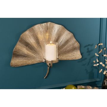 Wanddecoratie Kaarsenhouder Ginkgo Zilver - 41782