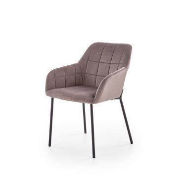 Moderne Eetkamerstoel K305 Grijs Fluweel Metaal Frame