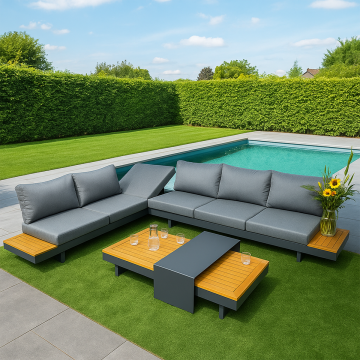 Loungeset Emerald - Barbados Antraciet verstelbaar