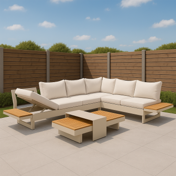 Loungeset Premium Emerald II Warm Wit Hoekbank