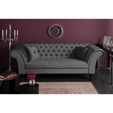 Bank Paris II Zilvergrijs 225cm Fluweel - 40148