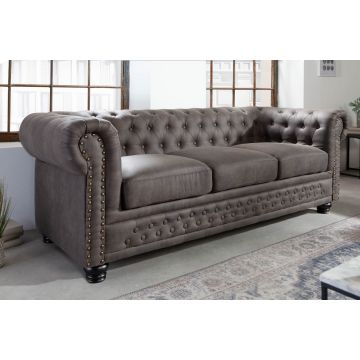 Bank 3-zits Chesterfield II Antiek Grijs 205cm - 40517