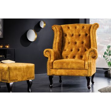 Oorfauteuil Chesterfield Mosterdgeel - 41444