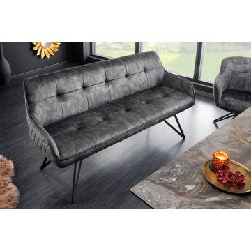 Bank Euphoria Donkergrijs 160cm Fluweel - 43127