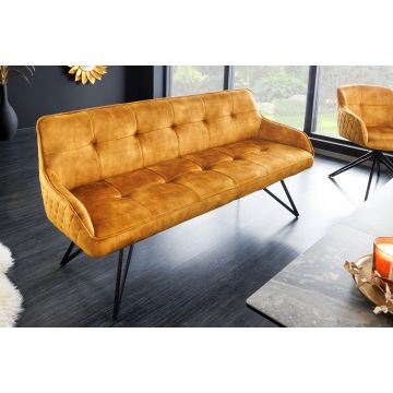 Bank Euphoria Mosterdgeel 160cm Fluweel - 43128