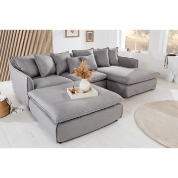 Grote Hocker Heaven 100cm Grijs Linnen Stof - 39765