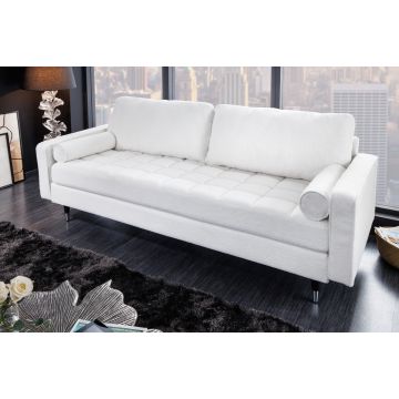 Design 3-zits Bank Cozy Wit Bouclé Wol Loungebank met Zwarte poten - 42703