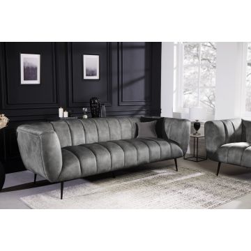 Bank 3-Zits Noblesse Grijs 225cm  Fluweel 41248