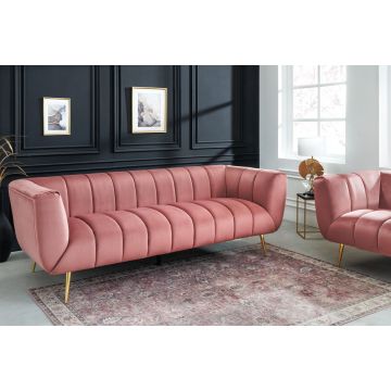 Bank 3-zits Noblesse Oud Roze 225cm Fluweel - 43264