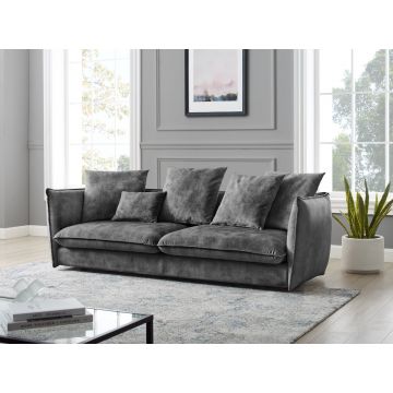Bank 3-zits Cocooning Grijs 225cm Fluweel - 43441