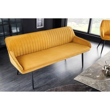 Bank 3-zits Turin Mosterdgeel 160cm Fluweel - 43694