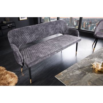 Bank 3-zits Paris Grijs 160cm Fluweel - 43680