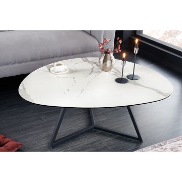 Moderne Salontafel Marvelous 90cm Wit Marmer keramiek Gemaakt In Italië - 42142